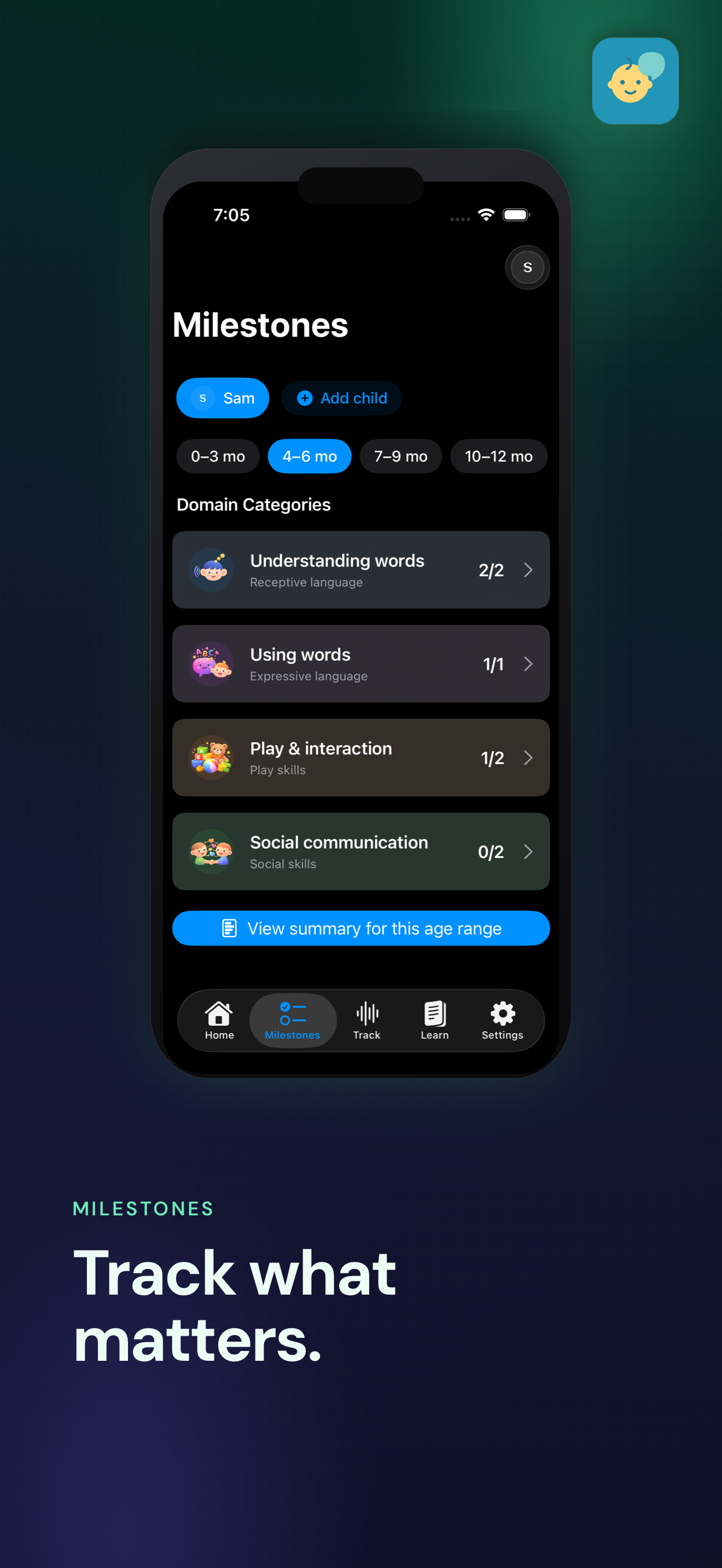 Baby Talk screenshot showing calm family experience