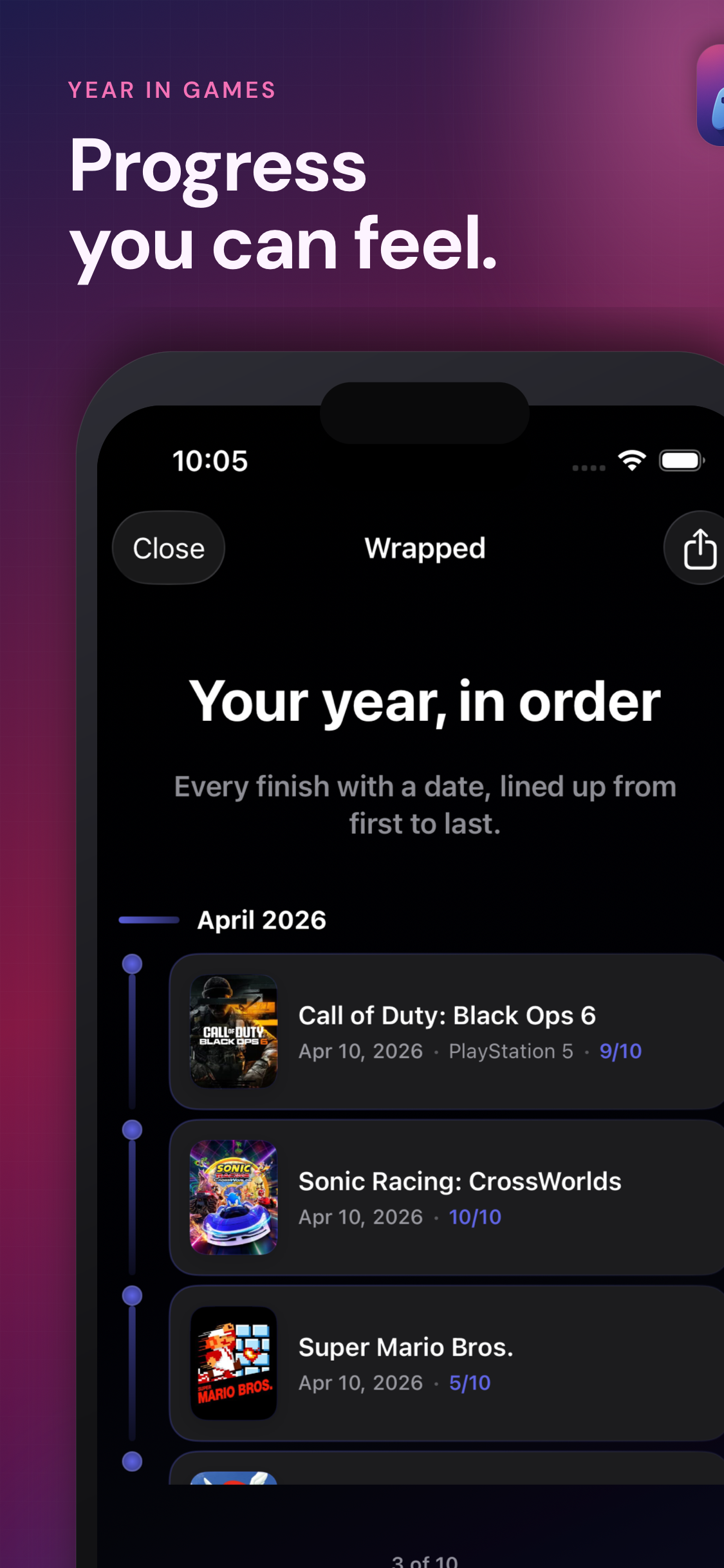 GameTime screenshot showing wrapped summary